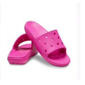 NEW Crocs Classic Slide Sandals 9 Hot Pink Comfort Slip On Beach Pool Open Toe